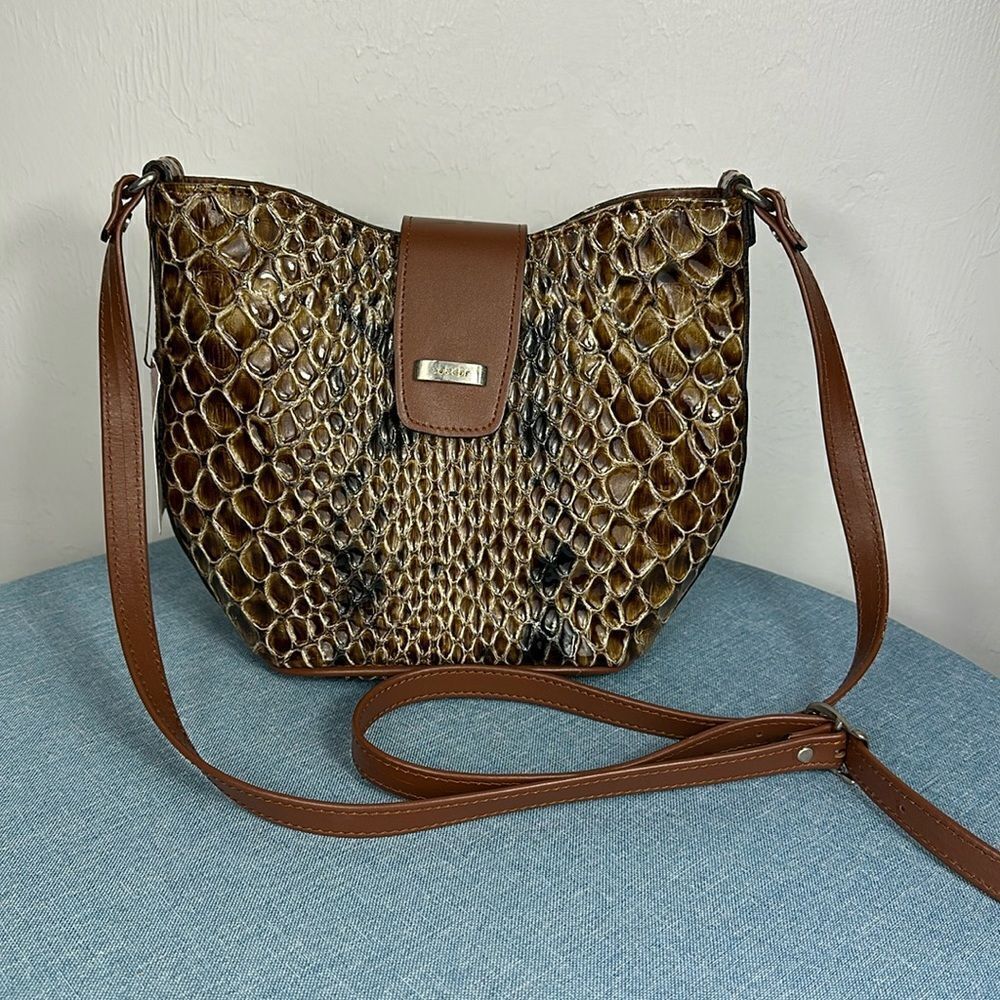 Condor Vintage Brown Snake Skin Print Crossbody Bag